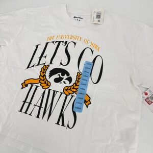 Champion Iowa Hawkeyes Graphic Tee Modern Women Large White University Apparel‎